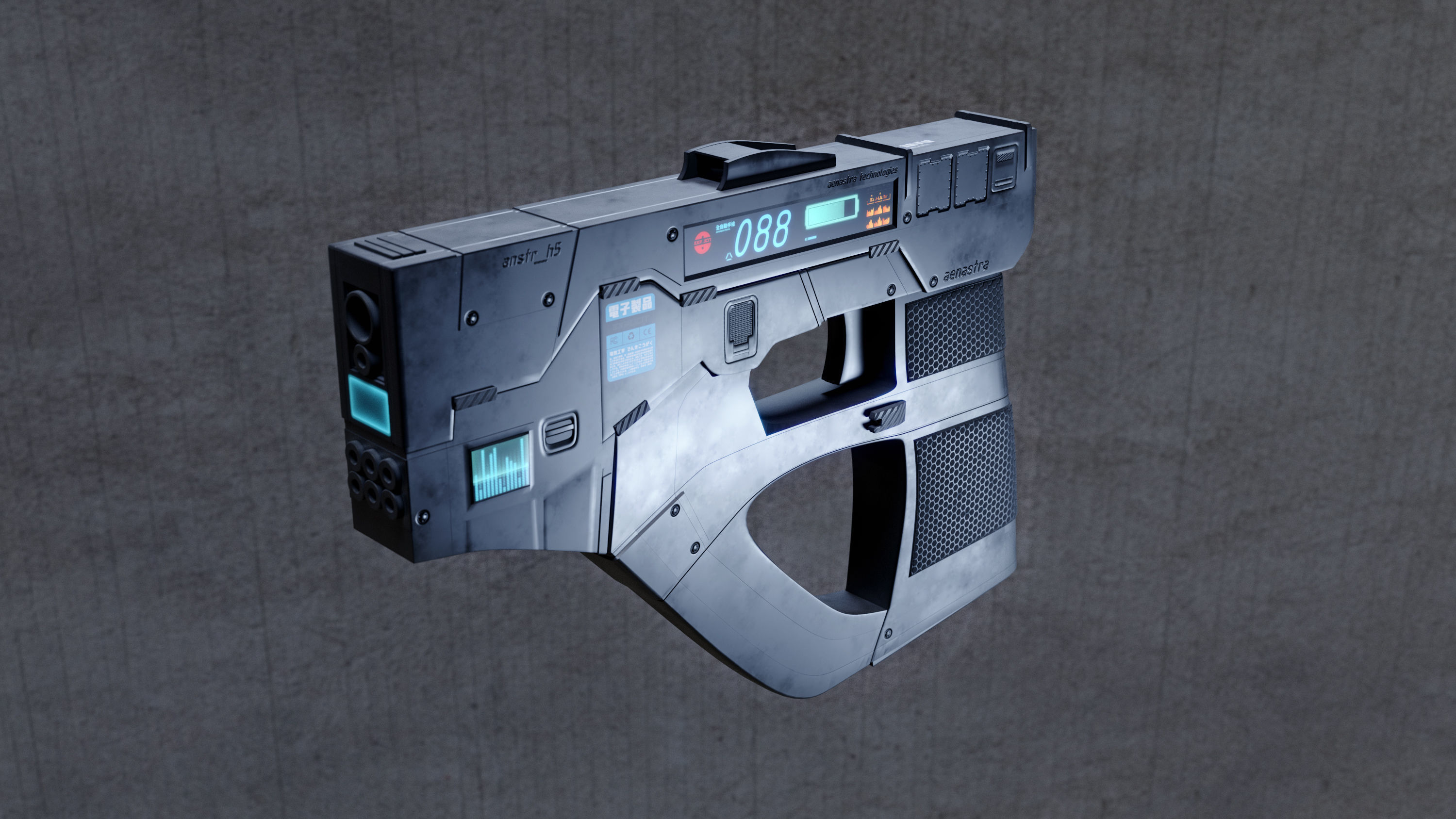 Wallpaper #CWfV7pIBSpphPi3-jF_J253 Futuristic Scifi Cyberpunk Gun Pistol 3D Model Cgtrader