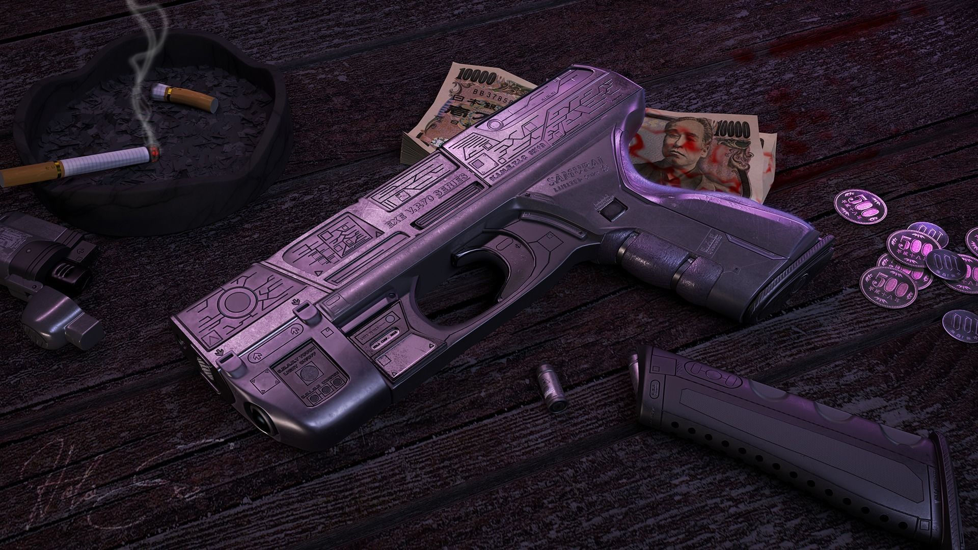 Wallpaper #CWfV7pIBSpphPi3-jF_J257 Hk Vp 70 Cyberpunk Pistol 3D Model Rigged Cgtrader