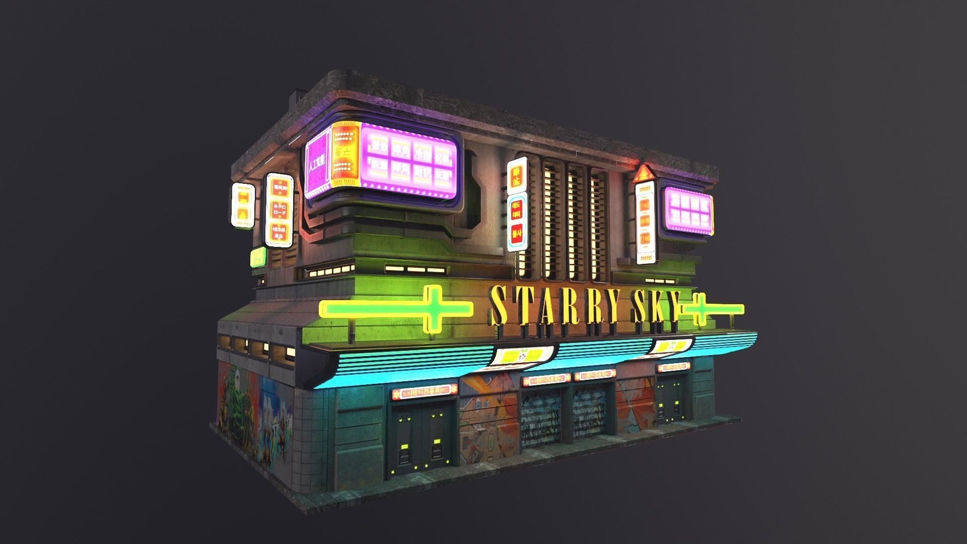 Wallpaper #mGcv8ZIBSpphPi3-O2pF196 3D Model Cyberpunk Building 6 Vr Ar Low Poly Cgtrader