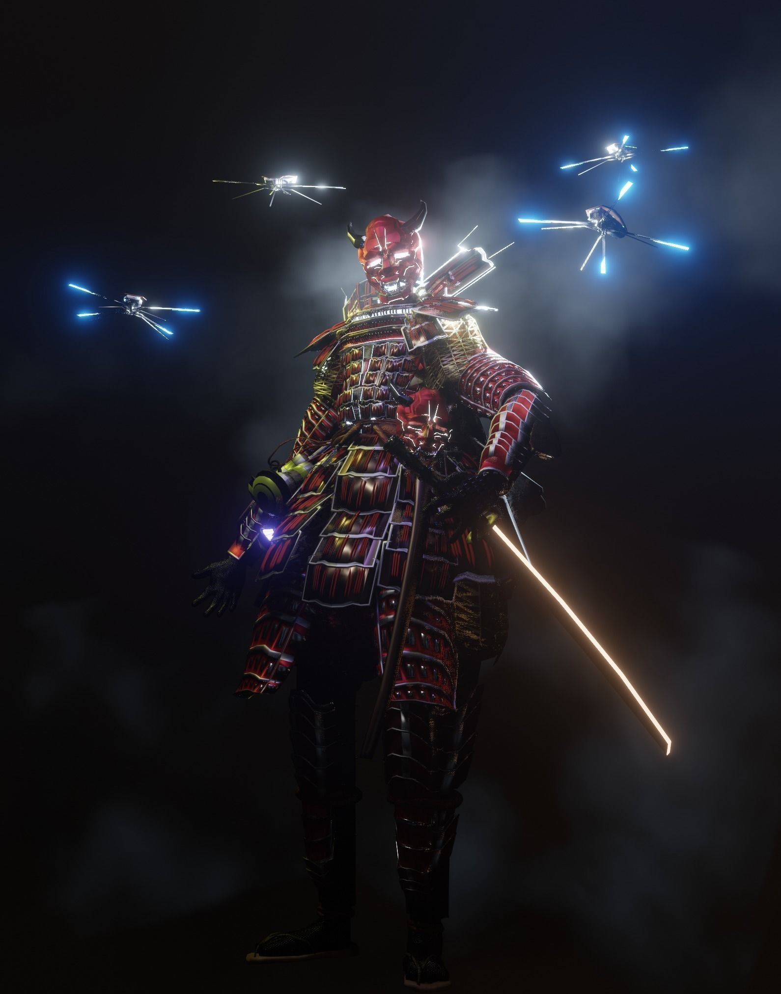 Wallpaper #7V7cMpMBborbLbcz5V8L10 Cyberpunk Samurai 3D Model Rigged Cgtrader