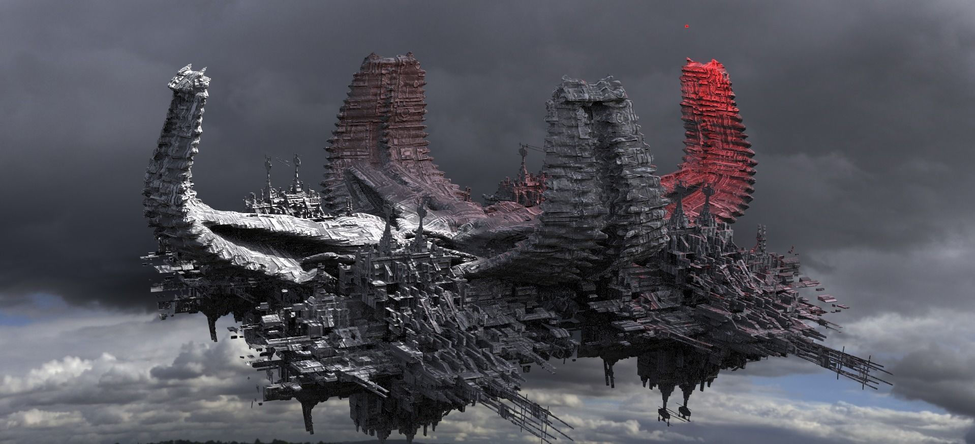 Wallpaper #HmeNC5MBSpphPi3-KNo911 Sci Fi Alien Spine City Towers 3D Model Cgtrader