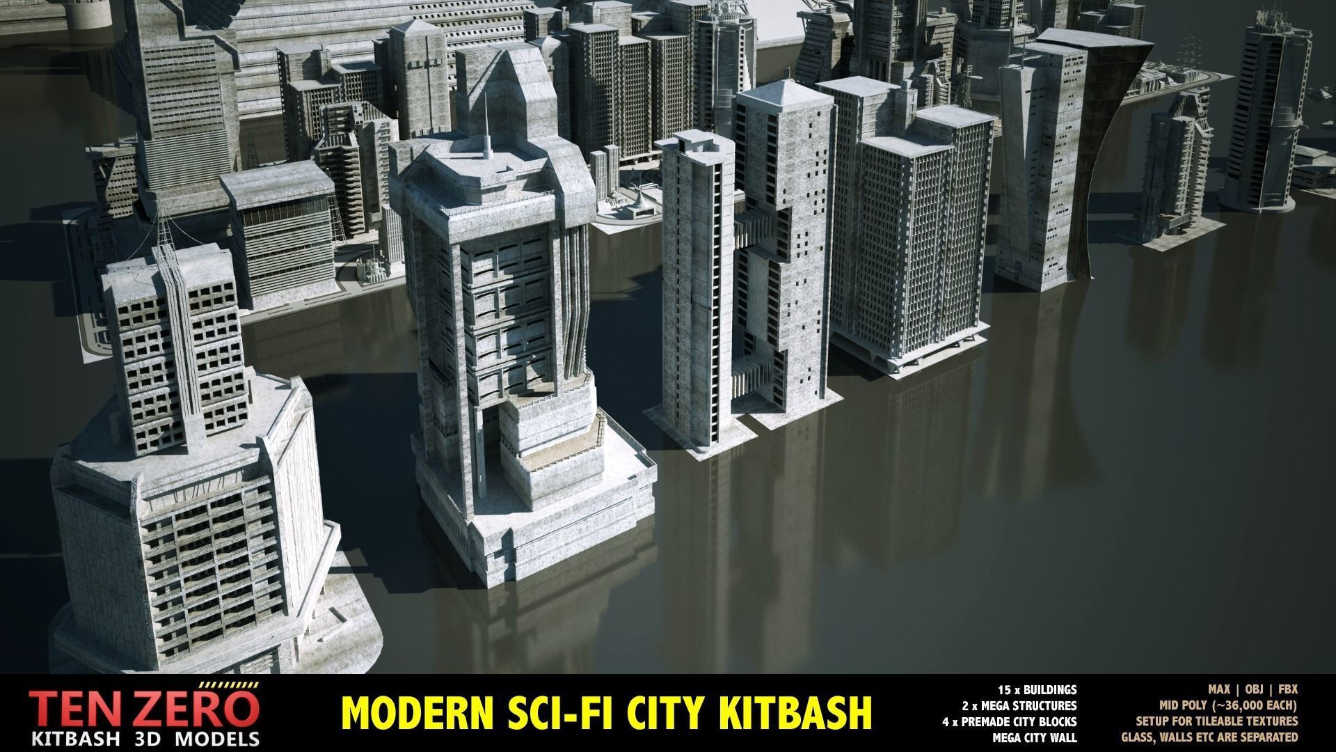 Wallpaper #sGf07JIBSpphPi3-g1XU141 Mega Sci Fi Buildings Kitbash 3D Model Cgtrader
