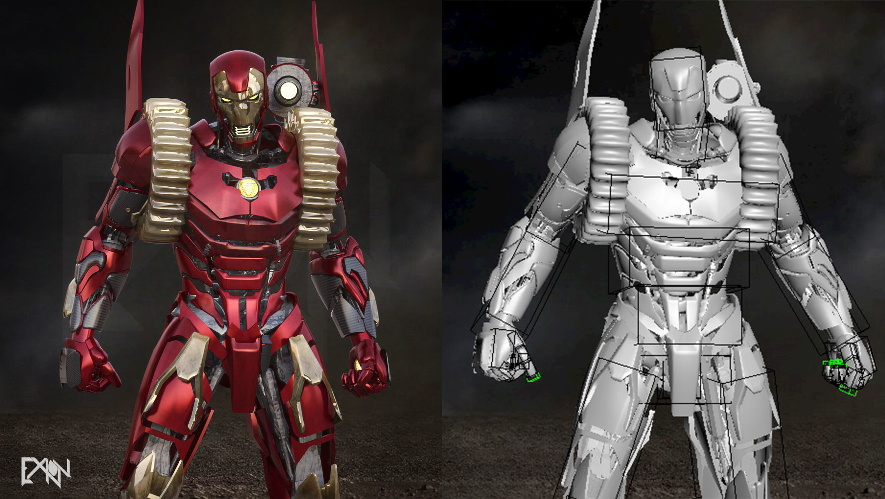Wallpaper #1WcC-5IBSpphPi3-HJIU84 Iron Man Mk63 Godbuster Armor 3D Model Rigged Cgtrader