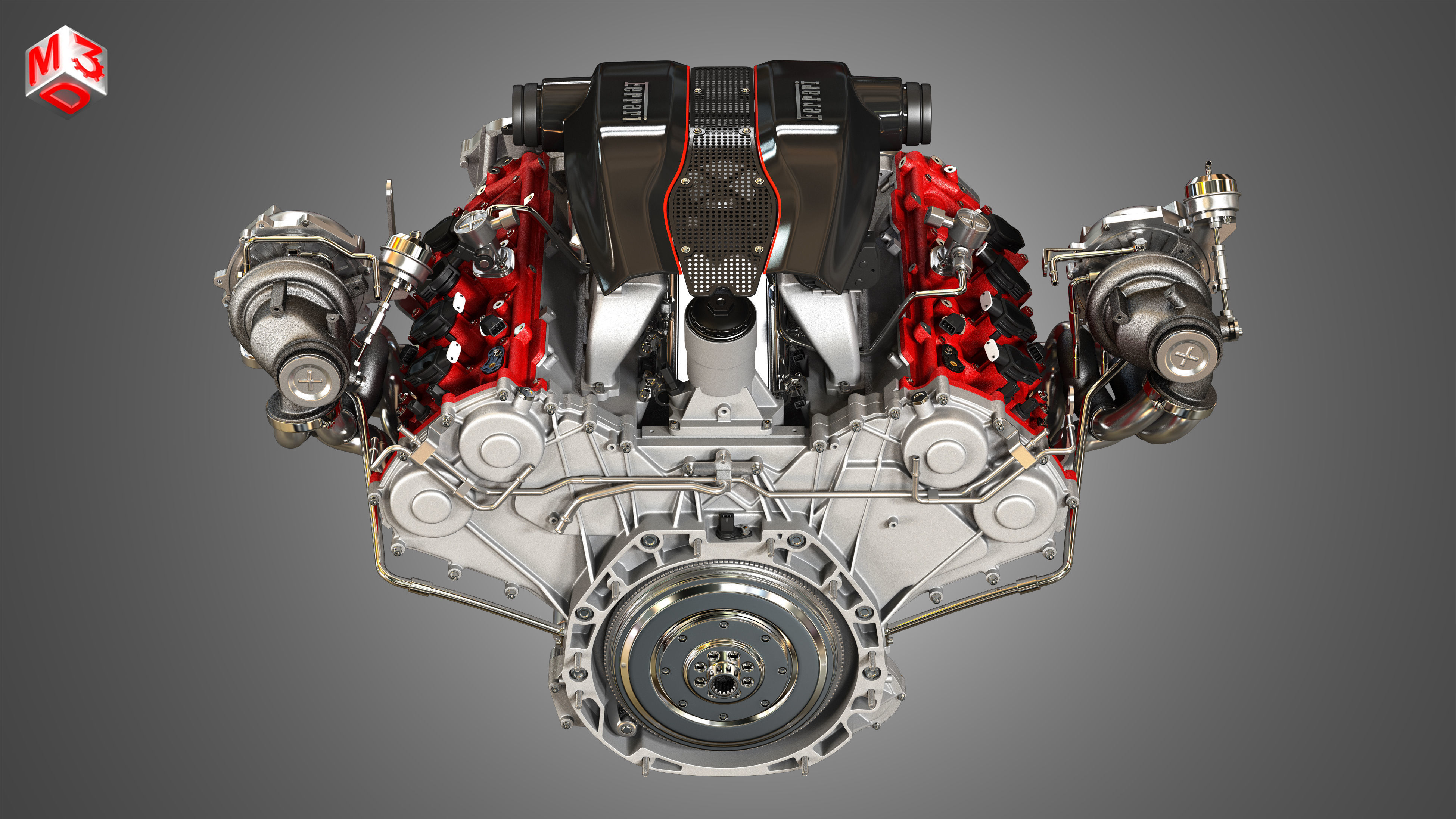 Wallpaper #Kn3o9I4Bnwiau_P6MxH514 488 Pista Engine V8 Twin Turbo Engine 3D Model Cgtrader