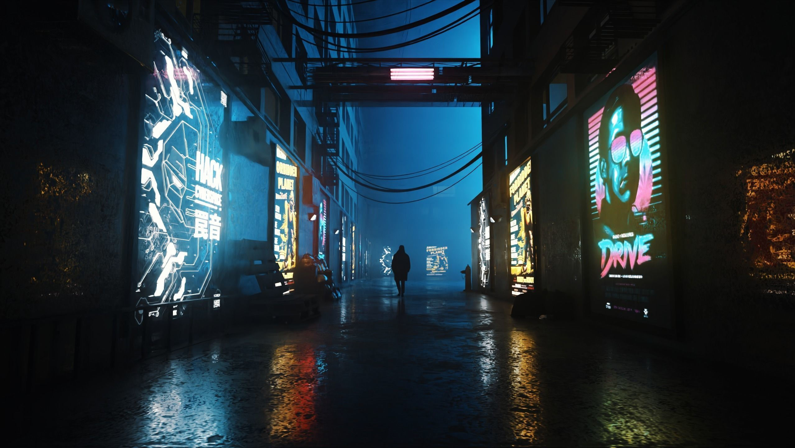 Wallpaper #0GgmGJMBSpphPi3-_xE193 3D Model Cyberpunk Street Scene 3D Blend File Textured Fbx Obj Mtl