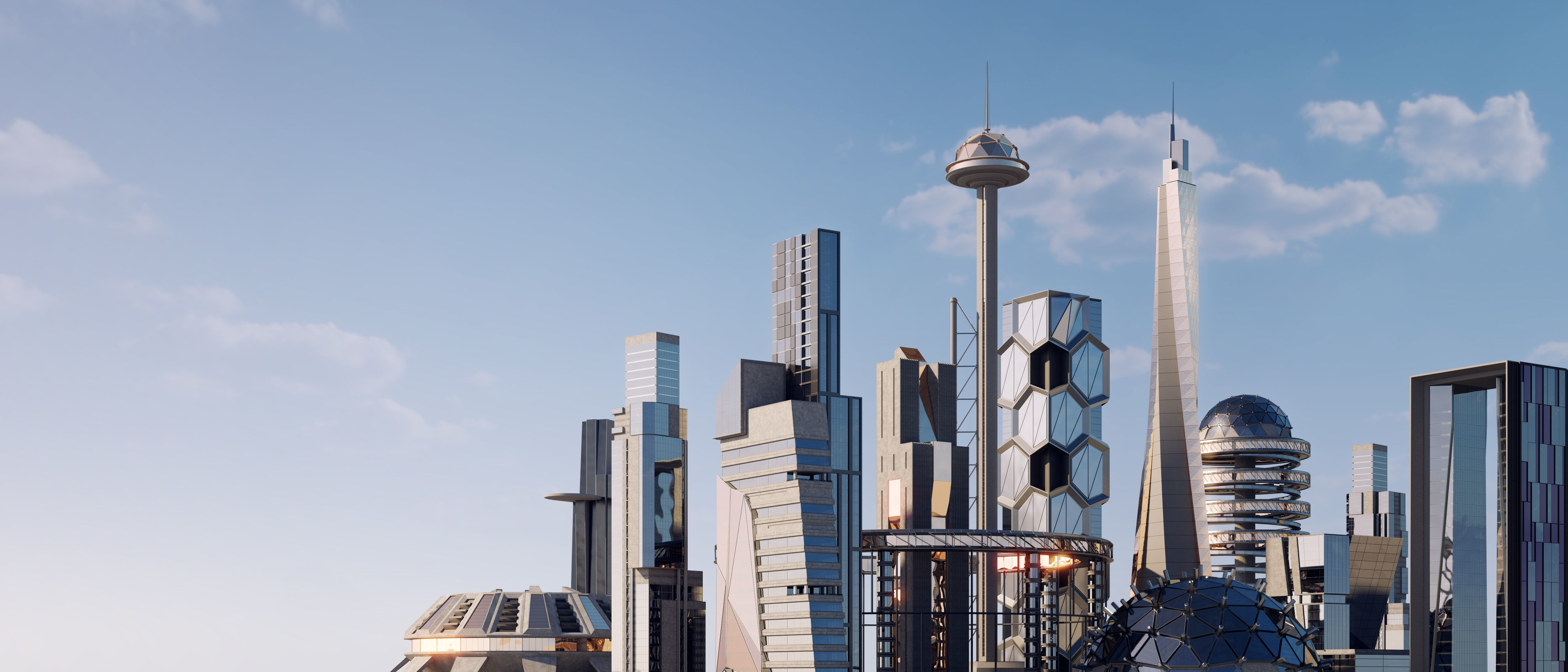 Wallpaper #h3SD044B_8f4nGFaQHUf34 Futuristic Sci Fi Buildings Kit 3D Model Cgtrader