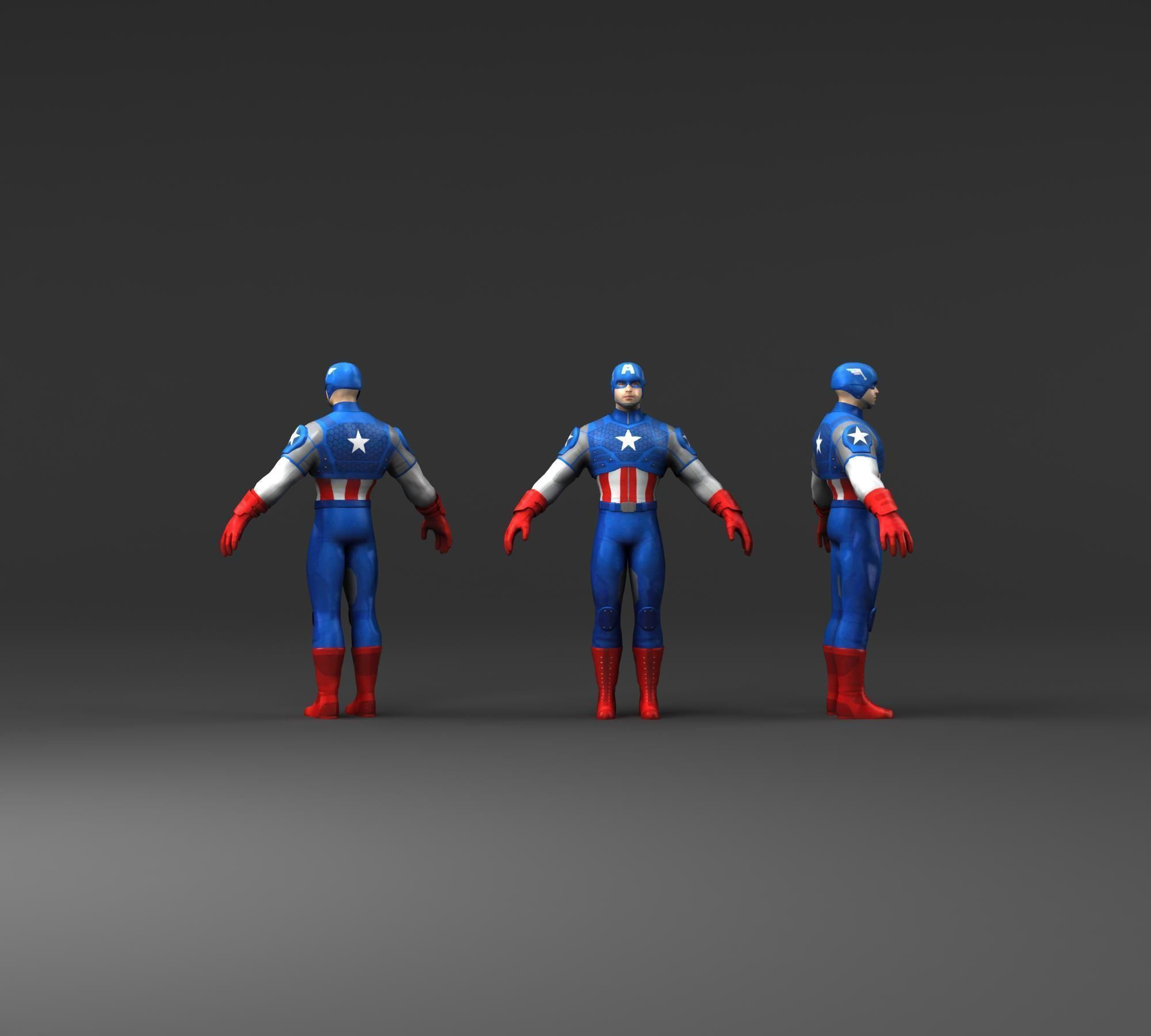 Wallpaper #PhUvtY4BmMigT4UnFlPX24 Captain America 3D Models HD Low Poly Vr Ar Ready