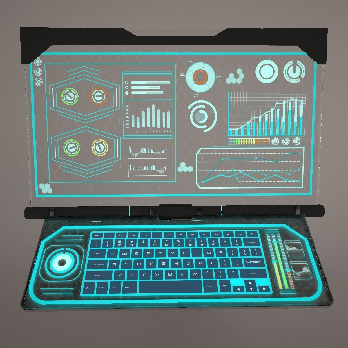 Wallpaper #Zxk7_44BtGB6xQ78cEjE50 Sci Fi Computer with Glassy Hologram Screen 3D Model Cgtrader