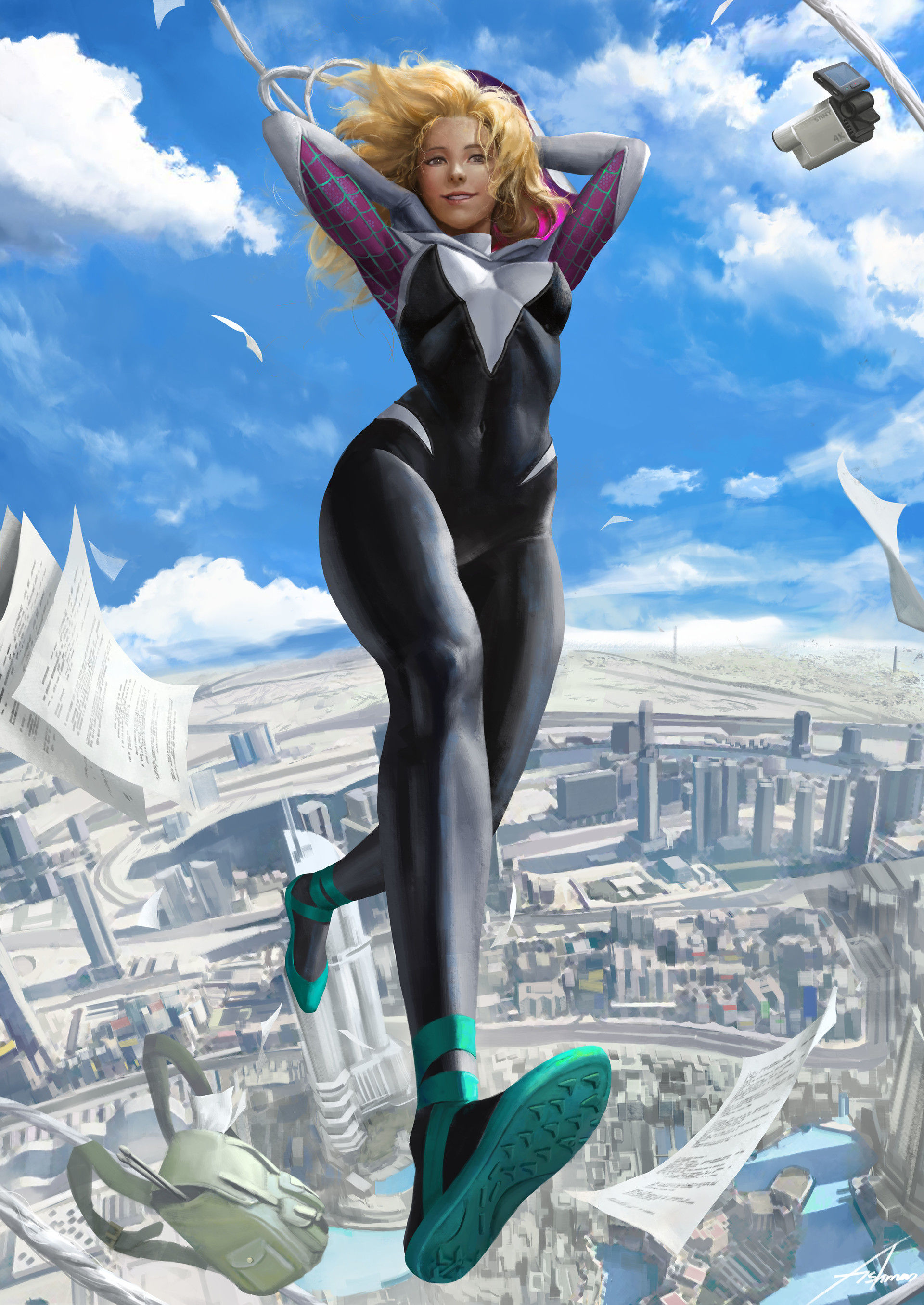 Wallpaper #AfSaOpMBKFX8bn3rEnm326 Download Blonde City Spider Gwen Comic Gwen Stacy Art