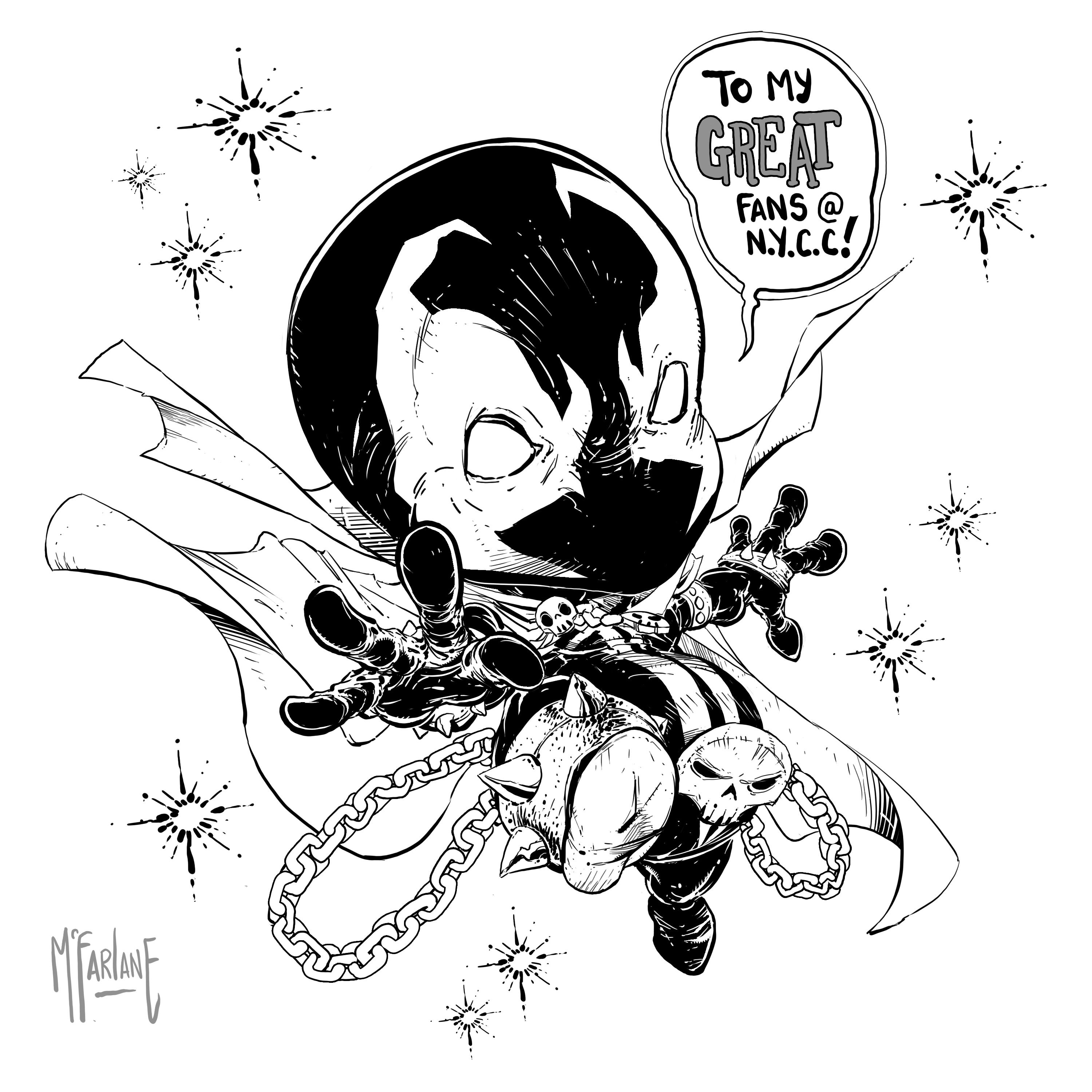 Wallpaper #z2dK-5IBSpphPi3-fJPS54 Exclusive Nycc Todd Mcfarlane Panel Message and Chibi Spawn Drawing