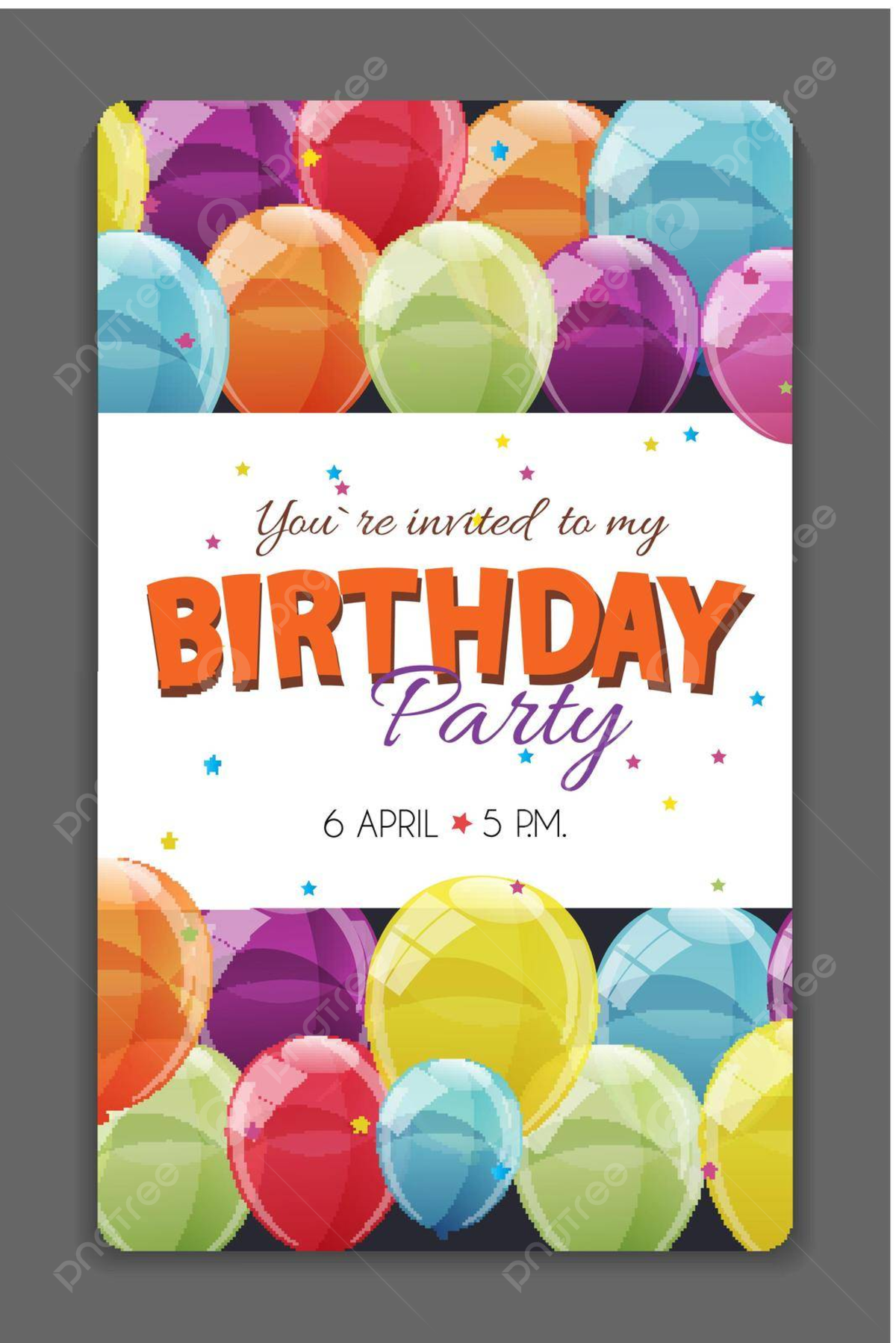 Wallpaper #nDEINpMB5zzyi_yYPFiv143 Birthday Party Invitation Card Template Vector Illustration Balloons