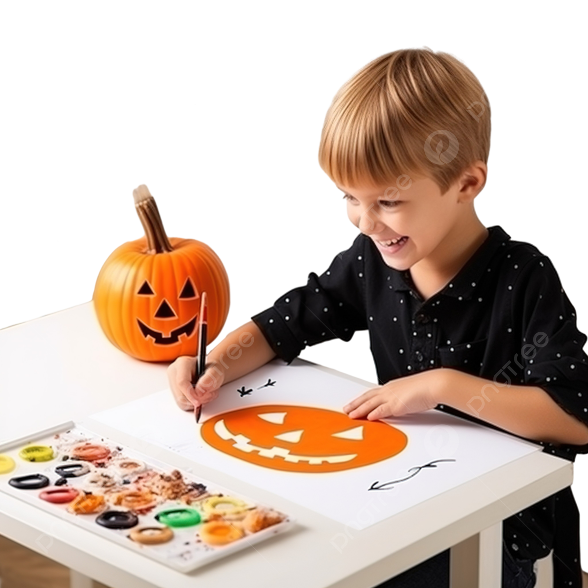 Wallpaper #lQMqZpMBpyOg8YnE0dqs185 Child Drawing Scary Pumpkin on White Paper Diy Halloween Craft for
