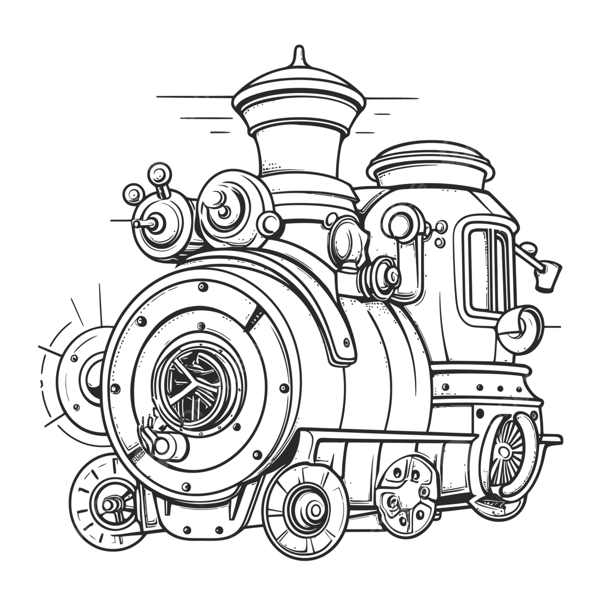 Wallpaper #LGfB65IBSpphPi3-Yk7a330 Large Steam Locomotive Coloring Page Outline Sketch Drawing Vector