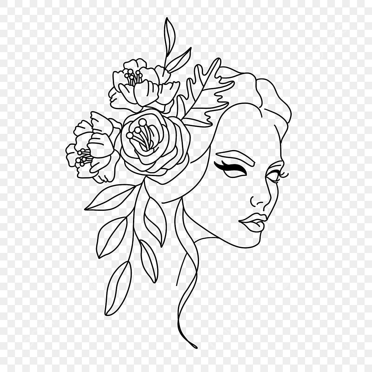 Wallpaper #aWdbBJMBSpphPi3--bfl191 Abstract Woman in Line Draw with Flowers Woman Drawing Woman Sketch