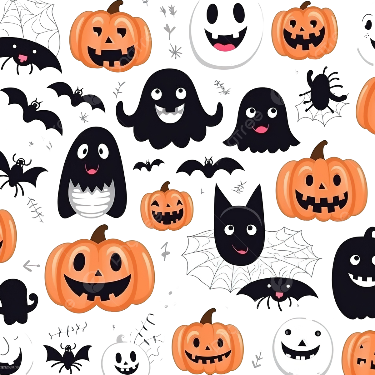 Wallpaper #F_SlOZMBKFX8bn3rEHfZ85 Seamless Halloween Pattern with Cute Creepy Ghosts Spiders and Bats