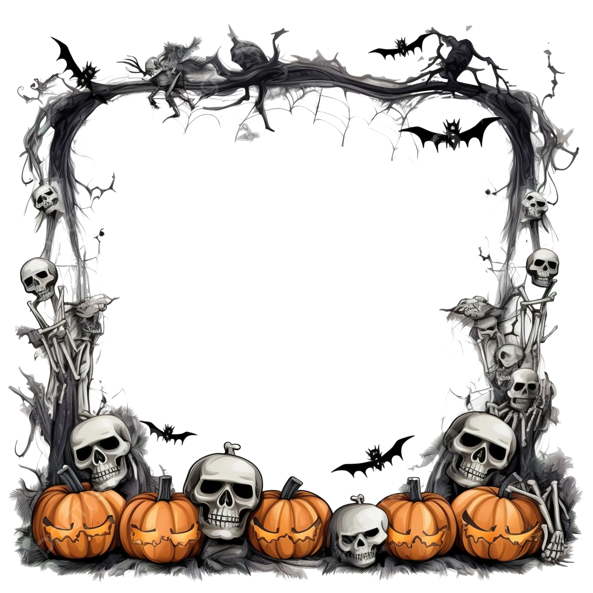 Wallpaper #TPS6OZMBKFX8bn3ra3dt228 Pumpkins Ghosts Skulls Bats and Spiders Halloween Frame Halloween