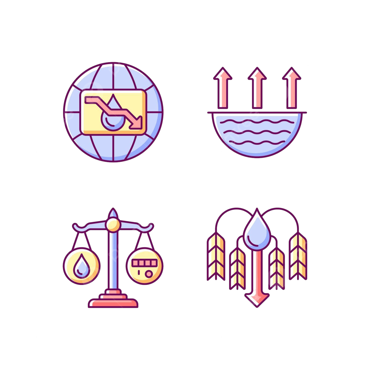 Wallpaper #C2eg7pIBSpphPi3-4V6I197 Set of Rgb Color Icons Depicting Water Scarcity Problems Vector Damage