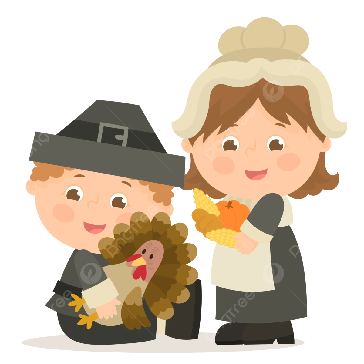 Wallpaper #pjEKNpMB5zzyi_yYC1hf386 Thanksgiving Day People in Pilgrim Costumes and Turkey Vector Pilgrims