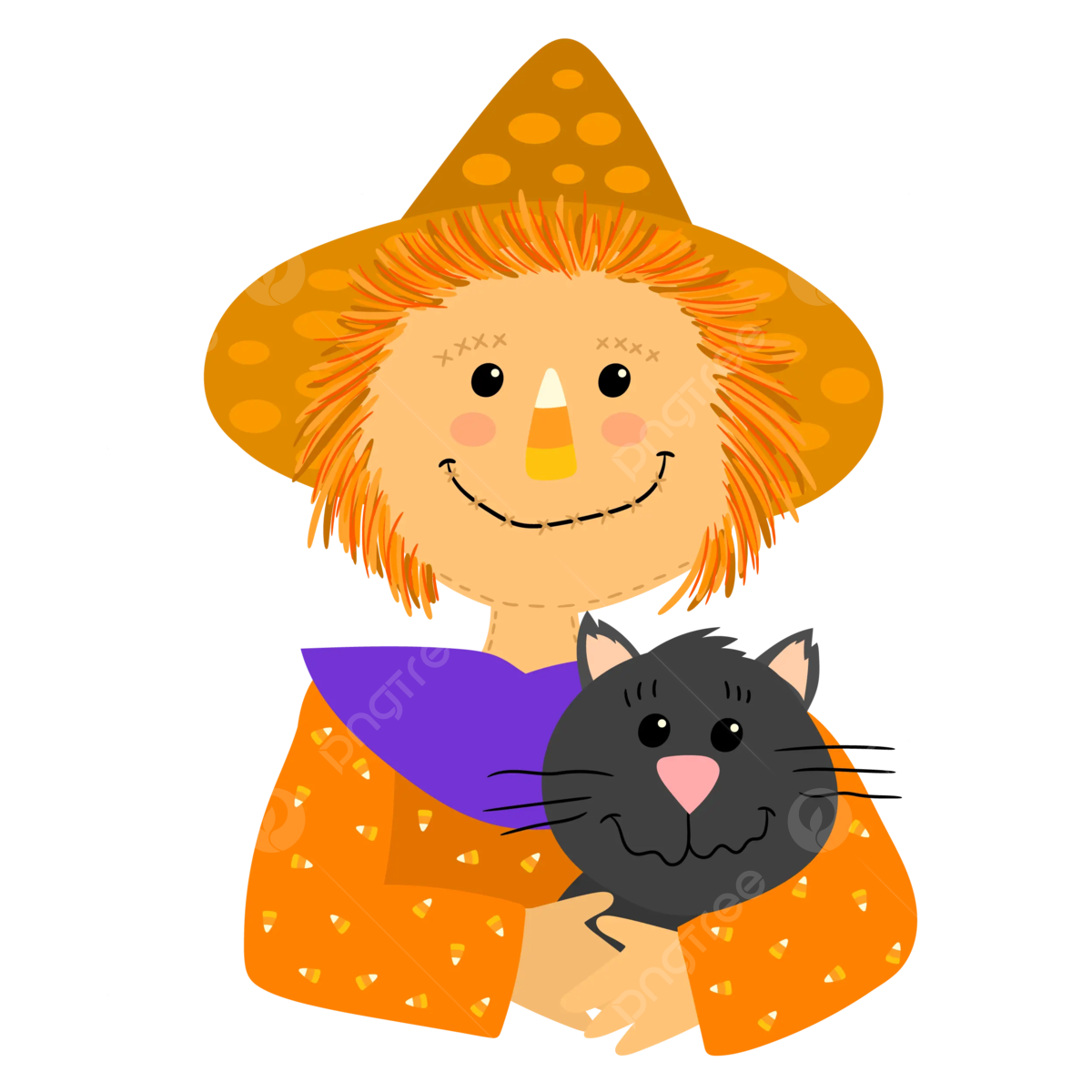 Wallpaper #1neqJpMB-pgBXx6036I4347 Funny Characters for Halloween Scarecrow with Cat Vector Scarecrow