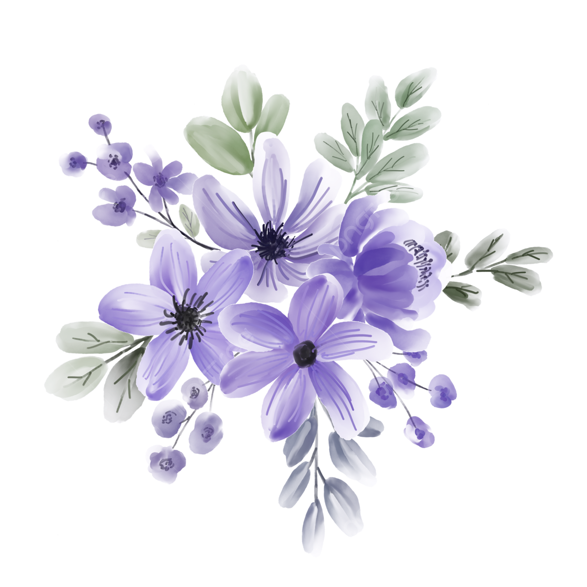 Wallpaper #t2hTIpMBSpphPi3-9TIw288 Purple Flower Bouquet Png Picture Watercolor Purple Flower Bouquet