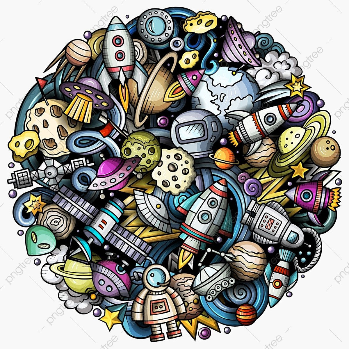 Wallpaper #CGc6B5MBSpphPi3-I8U6157 Space Doodle Vector HD Images Cartoon Vector Doodles Space