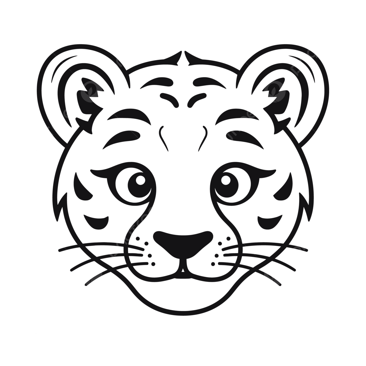 Wallpaper #x2iRIZMBSpphPi3-rDD-339 Tiger S Head with Eyes Black and White Illustration Outline Sketch