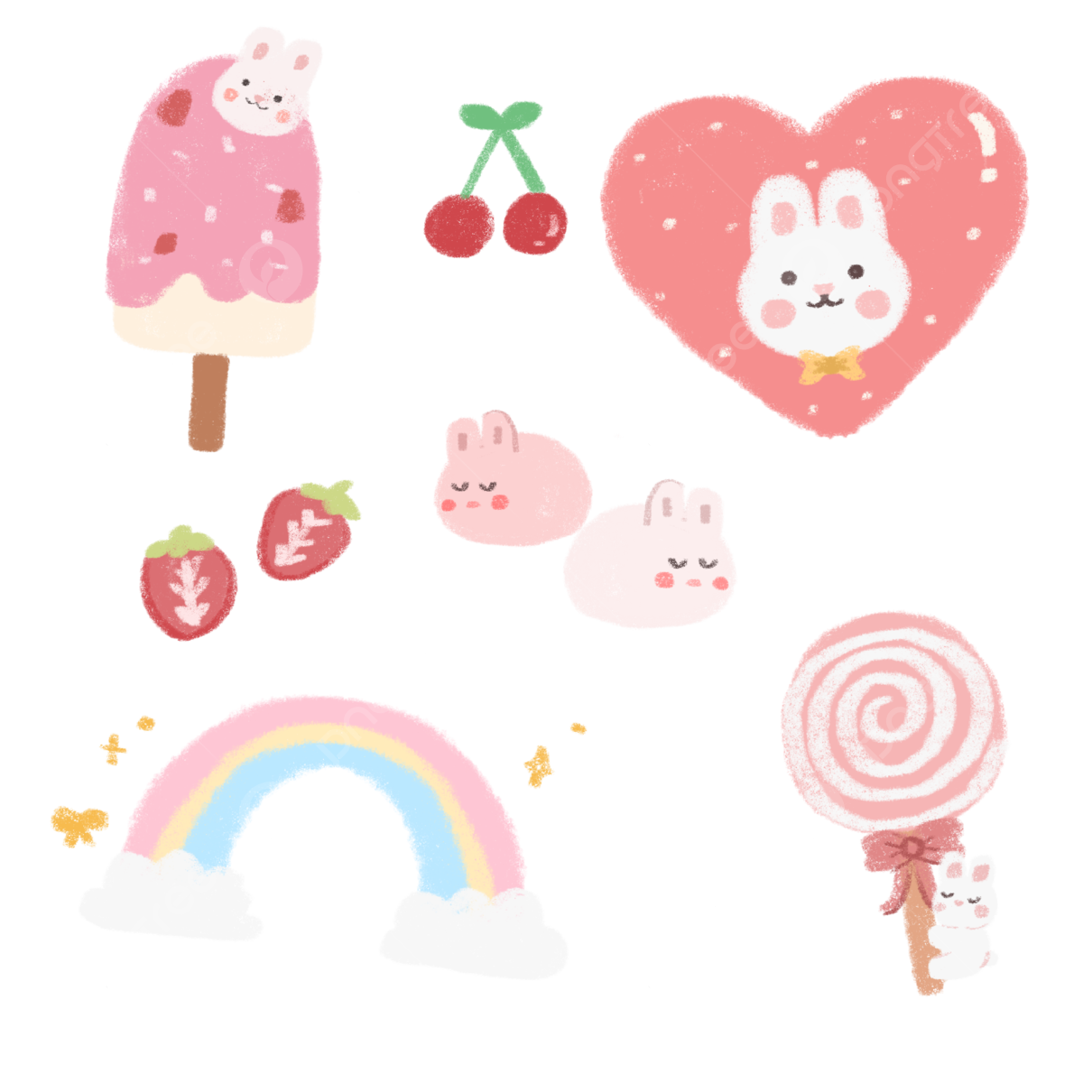 Wallpaper #OmeU-JIBSpphPi3-QYpX233 Cute Pink Little Bunny Korean Sticker Free Pirntable Bunny Clipart