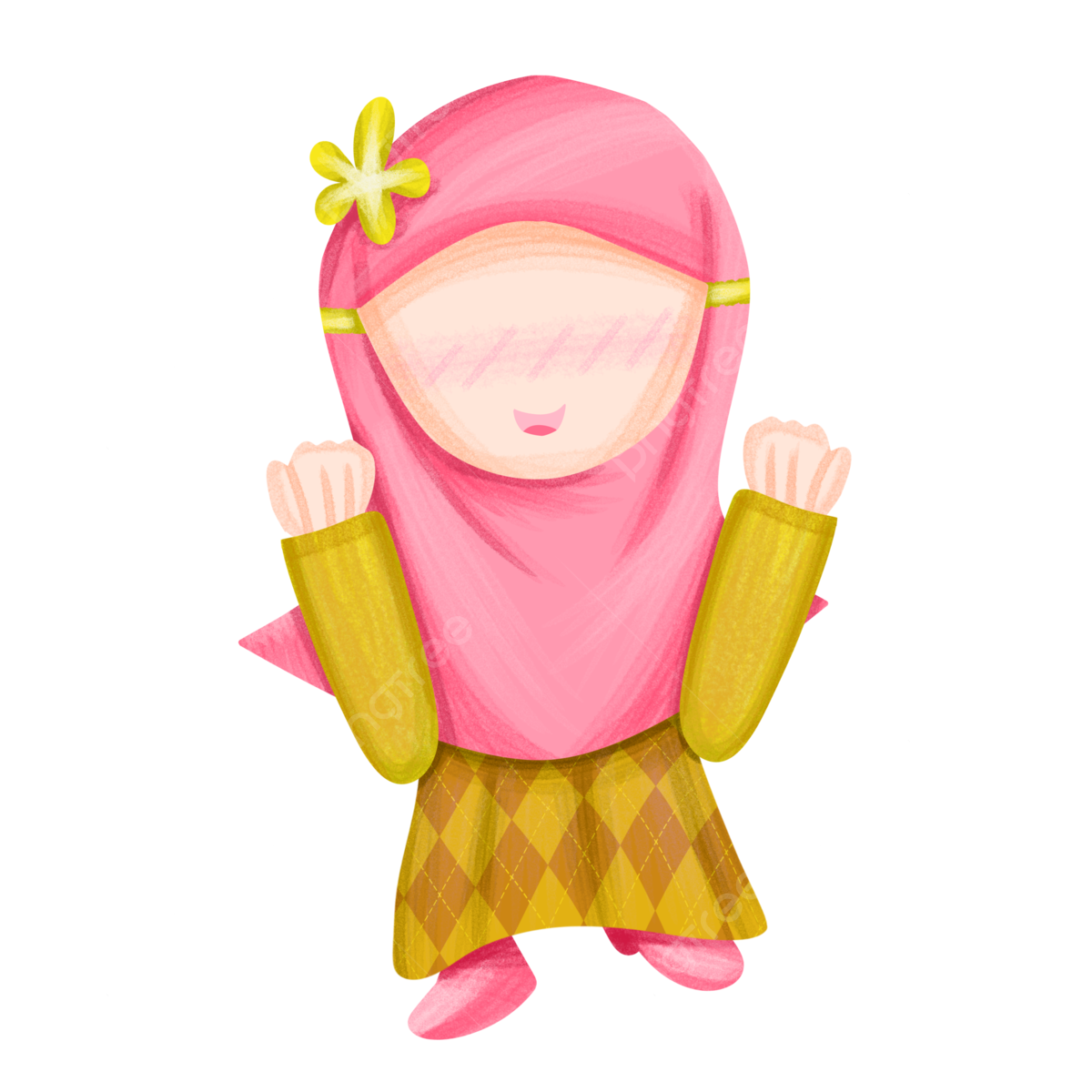 Wallpaper #Gr11oZcBxtB1RJ-KLbaW169 Muslim Chibi with Happy Gesture Happy Muslim Girl Excited Chibi