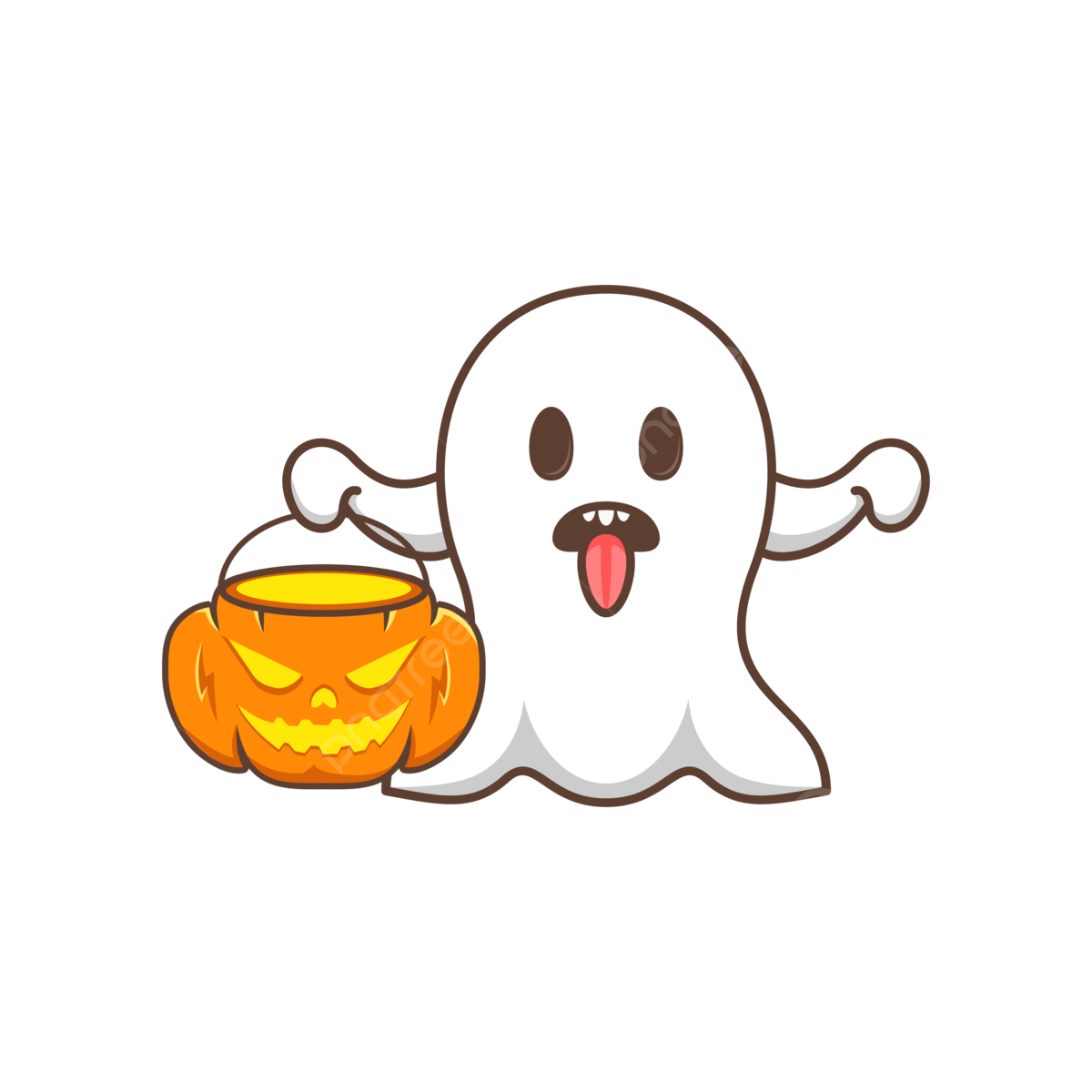 Wallpaper #SfS5OZMBKFX8bn3rL3dx318 Cute Cartoon Scary Boo White Ghost and Pumpkin Halloween Day Vector