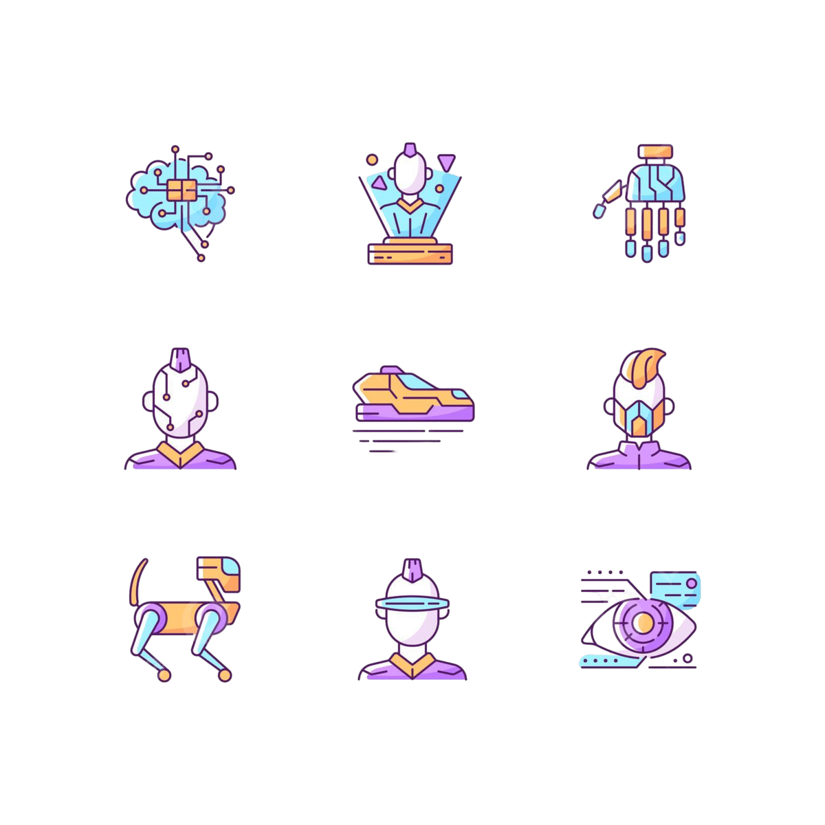 Wallpaper #sWilJJMBSpphPi3-kTmc12 Cyberpunk Attributes Rgb Color Icons Set Outline Isolated Color Vector