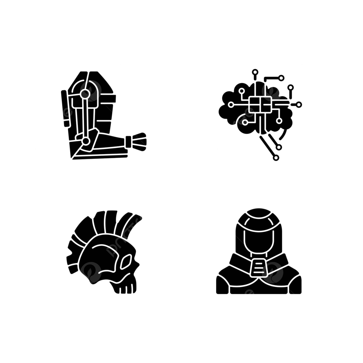 Wallpaper #sWilJJMBSpphPi3-kTmc16 Set of Black Glyph Icons for Cyberpunk Augmentations on White