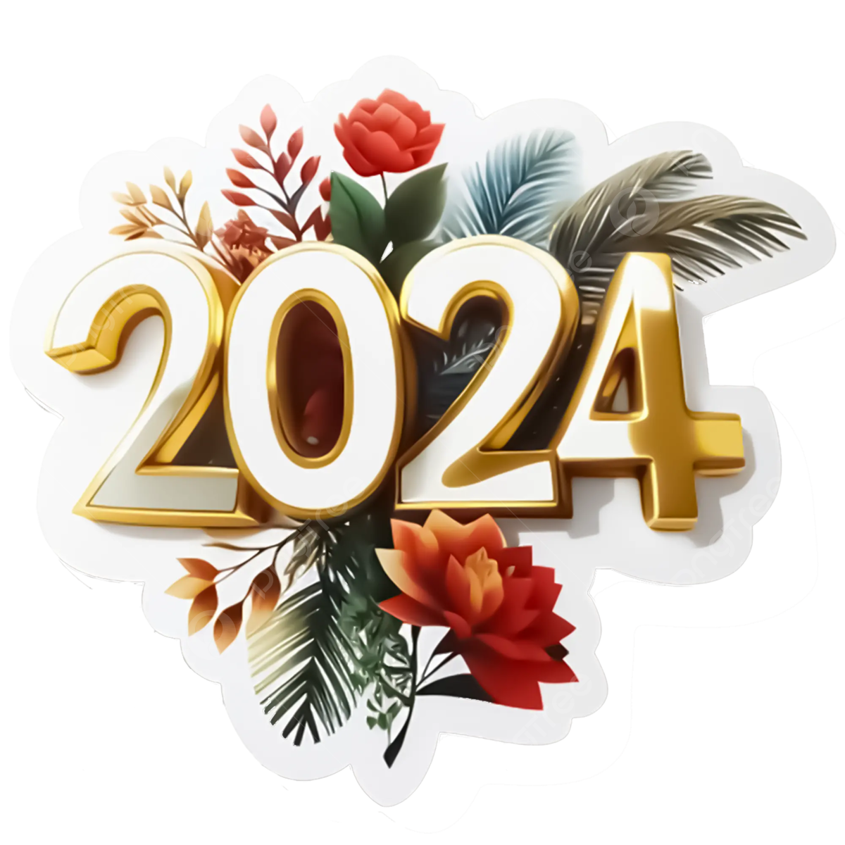 Wallpaper #0OqUUpMBlwTYPL183gnv207 Happy New Year 2024 Sticker with Decorations on Transparent Background