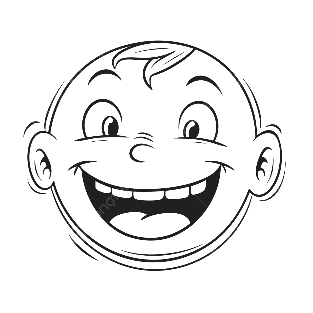 Wallpaper #1WfB-JIBSpphPi3-ior0138 Black and White Image of a Smiling Cartoon Baby Face Outline Sketch