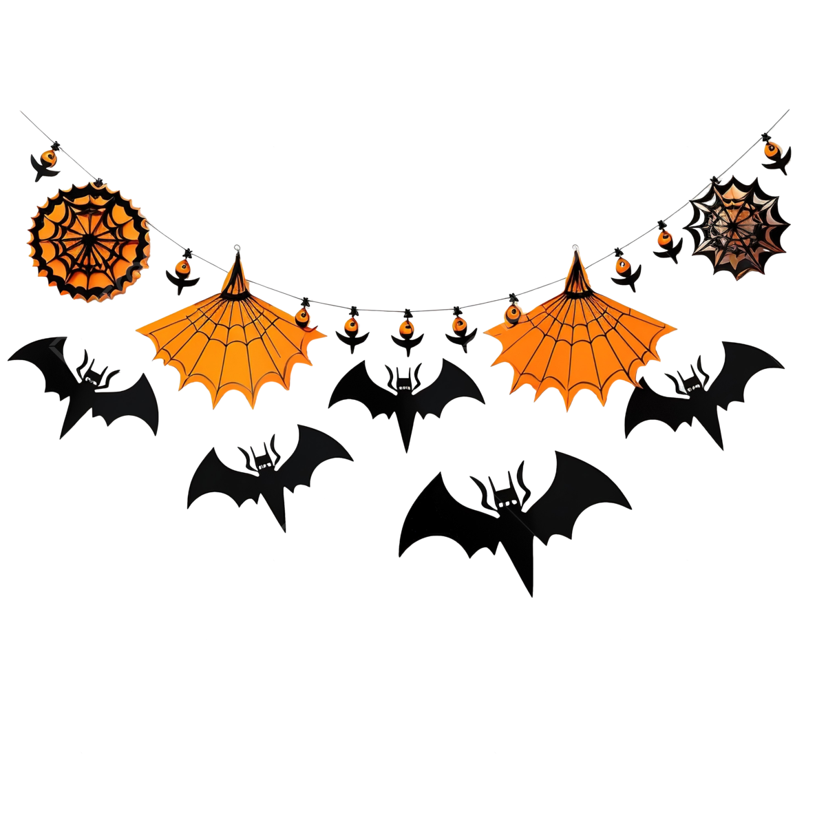 Wallpaper #lQMqZpMBpyOg8YnE0dqs155 Halloween Decorations Made from Pumpkin Paper Bats and Black Spiders