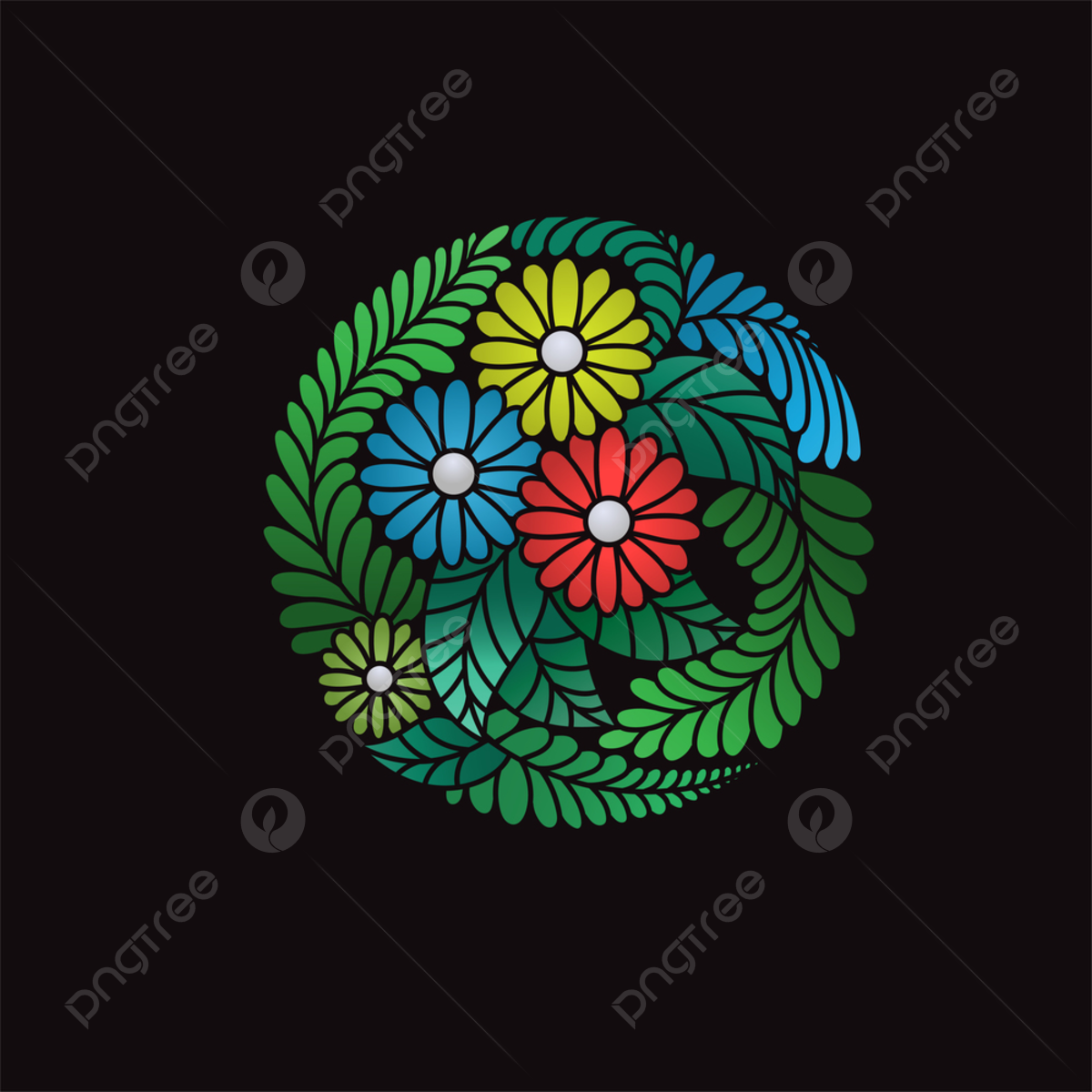 Wallpaper #HGhEGZMBSpphPi3-MRYQ415 Unique Colorful Floral Hand Drawn Circle Form Design Concept Vector