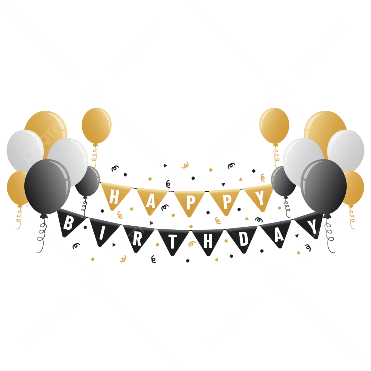 Wallpaper #VwP8ZpMBpyOg8YnE79wG155 Happy Birthday Banner with Gold Black and Silver Color Vector Happy