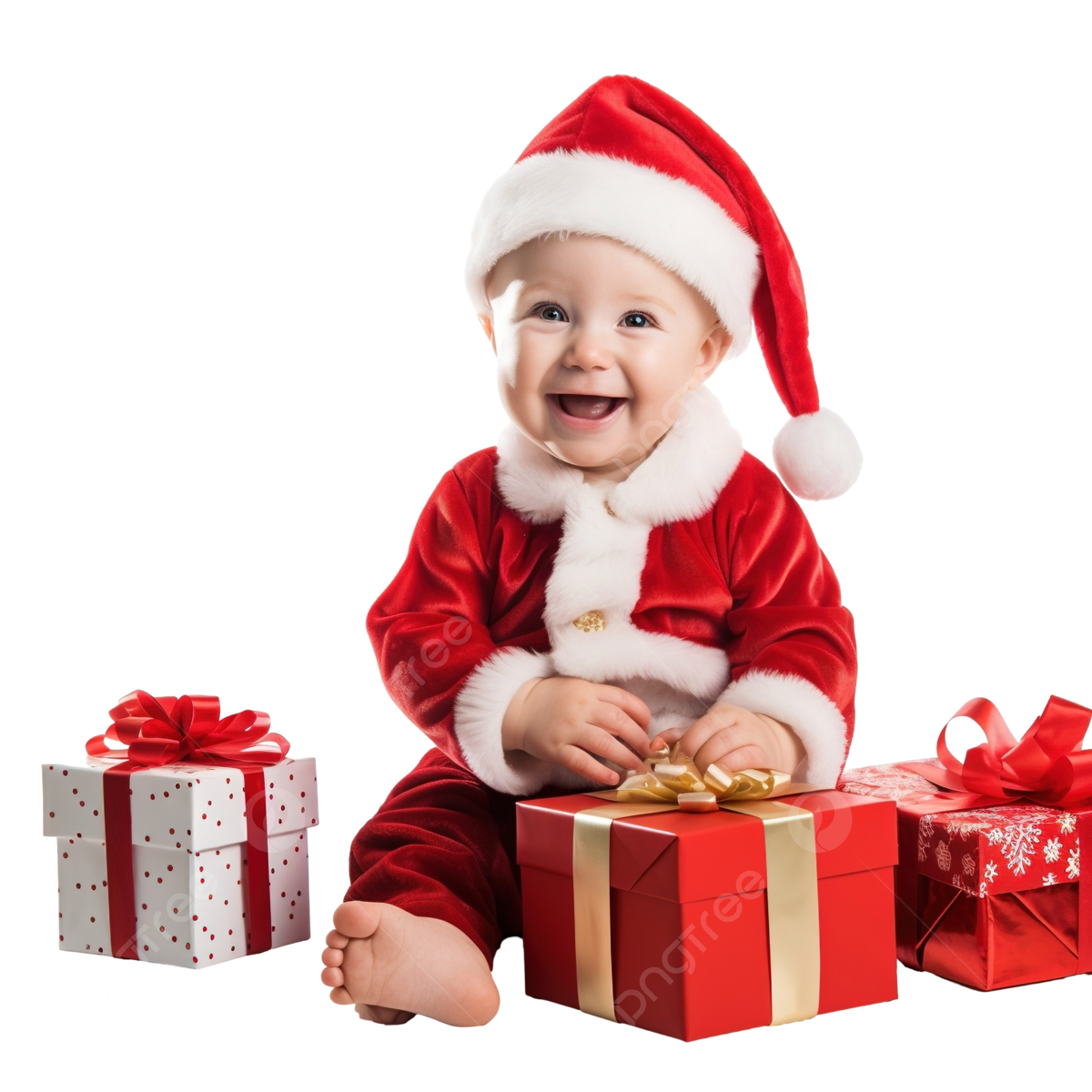 Wallpaper #3zG8NZMB5zzyi_yYz1df497 Happy Pretty Baby Dressed in Costume Santa Claus with Christmas Gifts