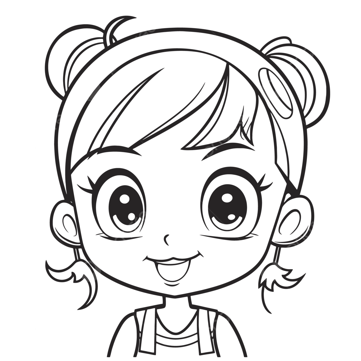 Wallpaper #1WfB-JIBSpphPi3-ior0330 Girl Coloring Page with a Pretty Face Outline Sketch Drawing Vector