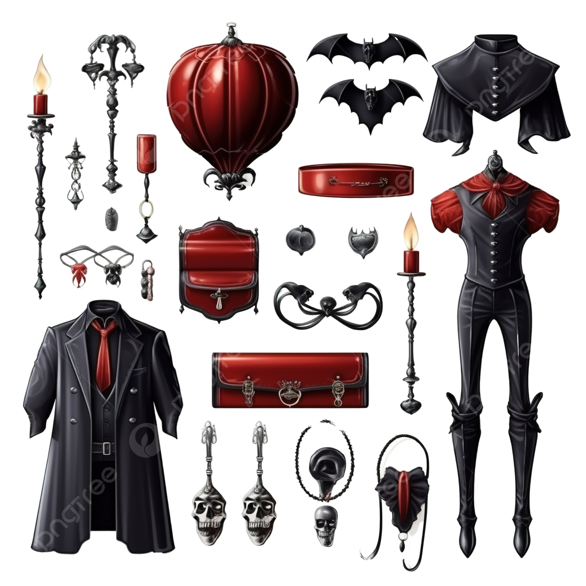 Wallpaper #UEBvMJMBJhL2WPbav8H-308 Dracula Halloween Set with Various Vampire Accessories Dracula