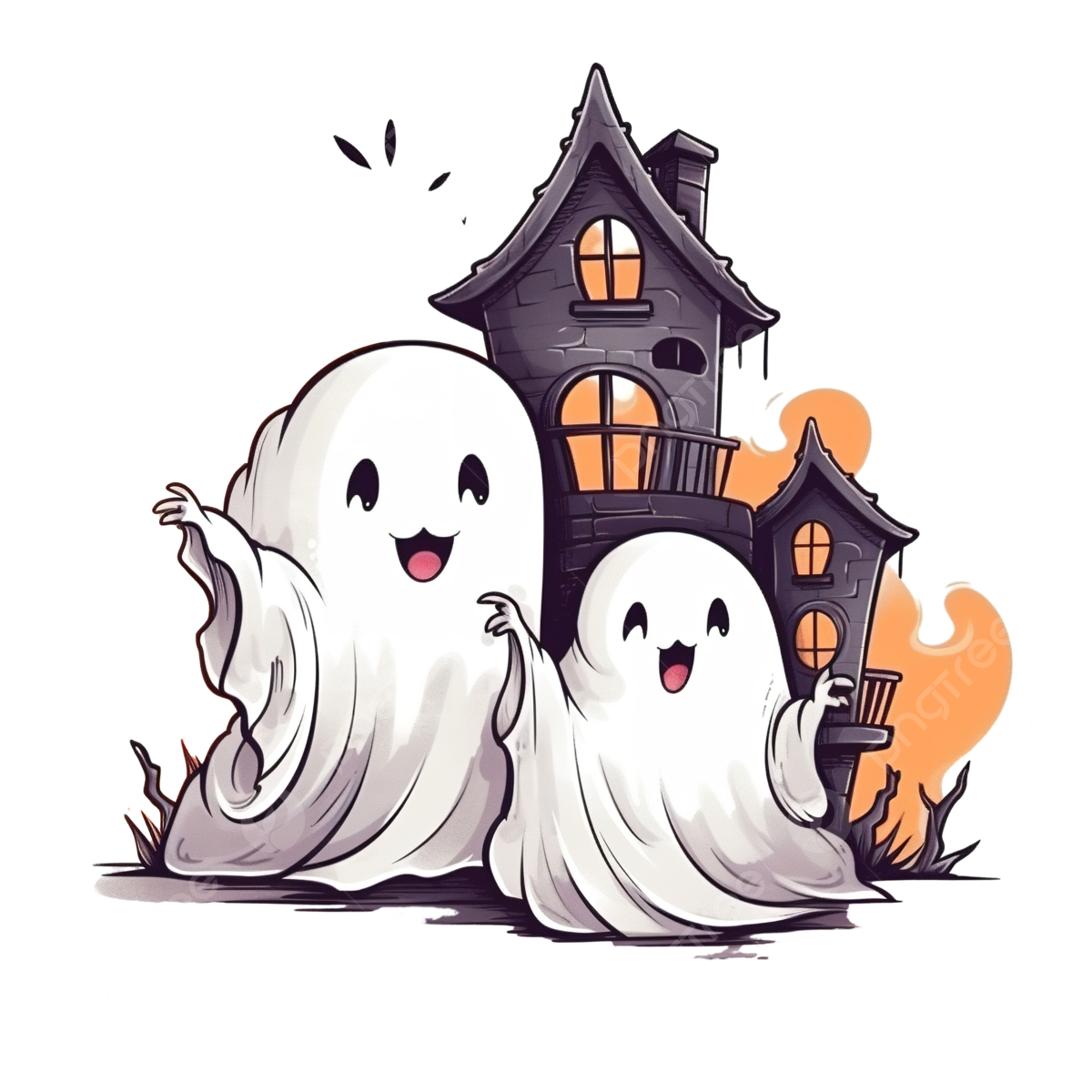 Wallpaper #F_SlOZMBKFX8bn3rEHfZ170 Scary and Cute Ghosts for Halloween Decoration Haunted House Inhabited