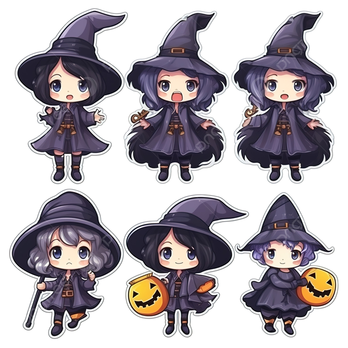 Wallpaper #YxoAT5MB1yWOL4qgSH4X185 Cute Witch Halloween Character Illustration Sticker Set Funny
