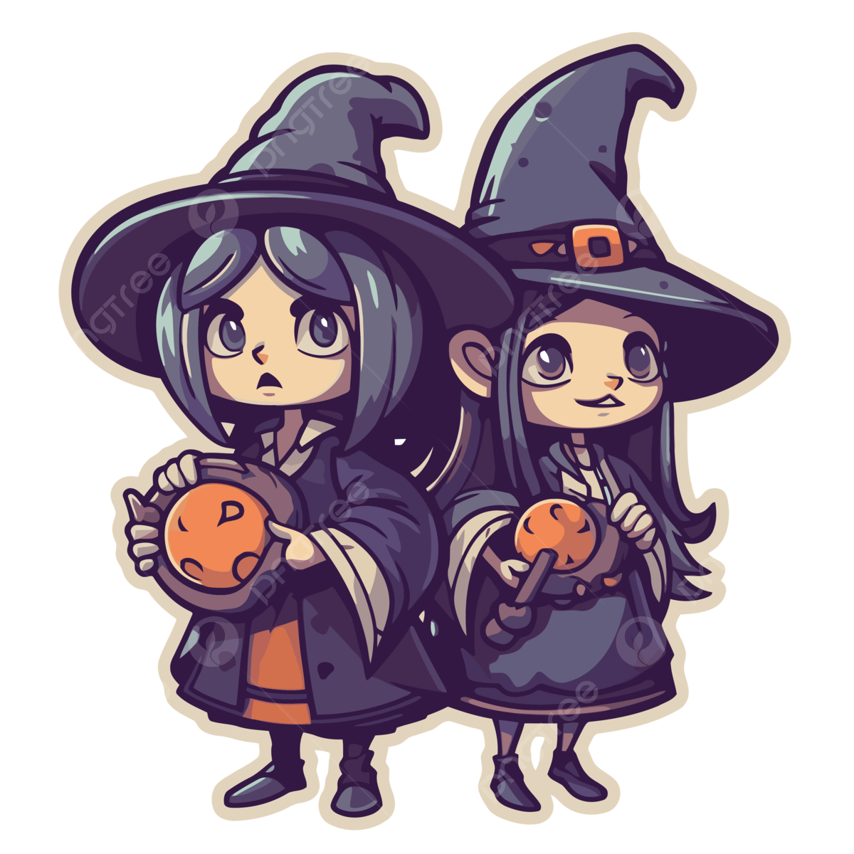 Wallpaper #cKU_N5MBVBiSkHCa8Itg392 Cute Pair of Witches Holding Pumpkins Vector Clipart Witches Witches