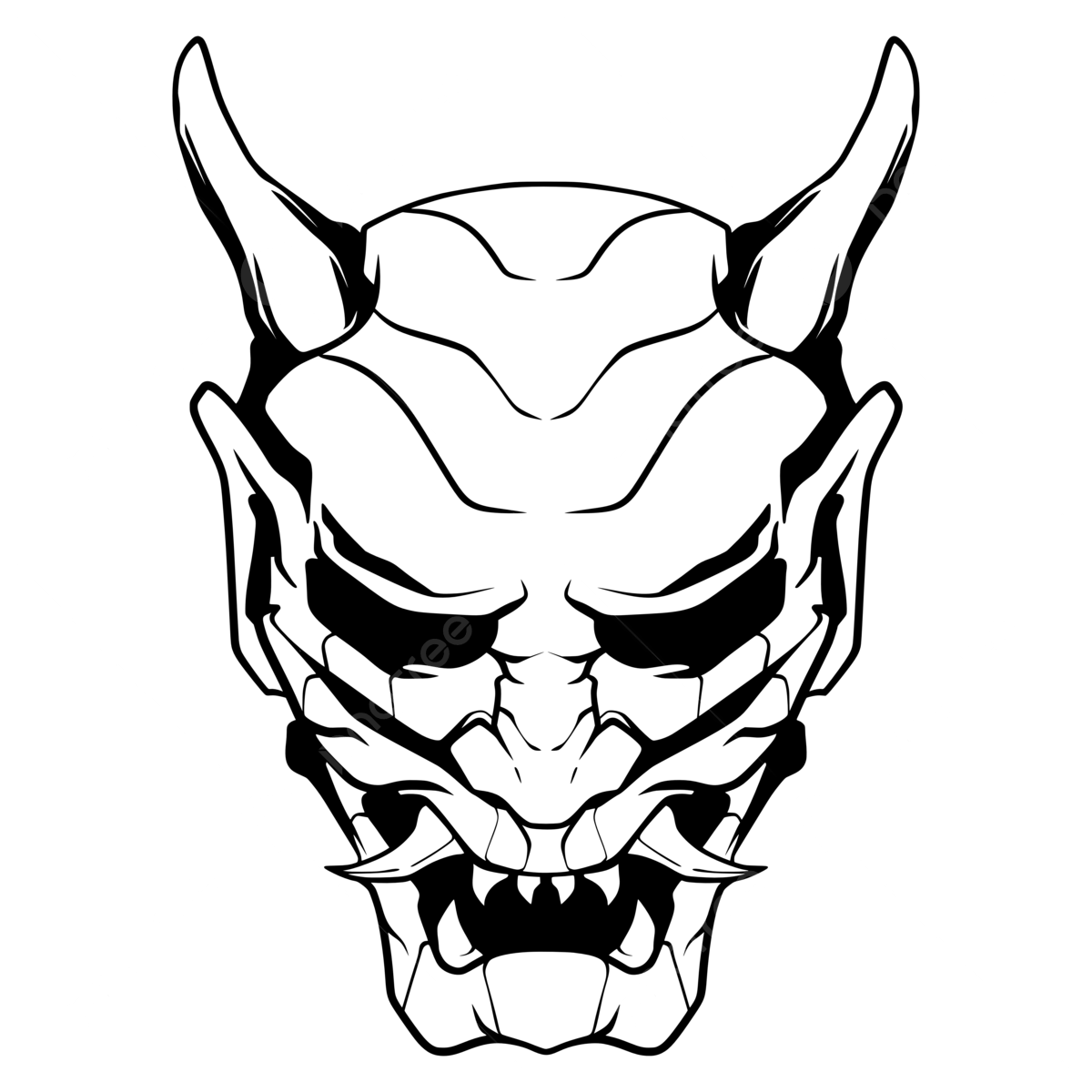 Wallpaper #_GdcDpMBSpphPi3-9um547 Gambar Topeng Oni Menggambarkan Vektor Karya Seni Gaya Jepang Topeng