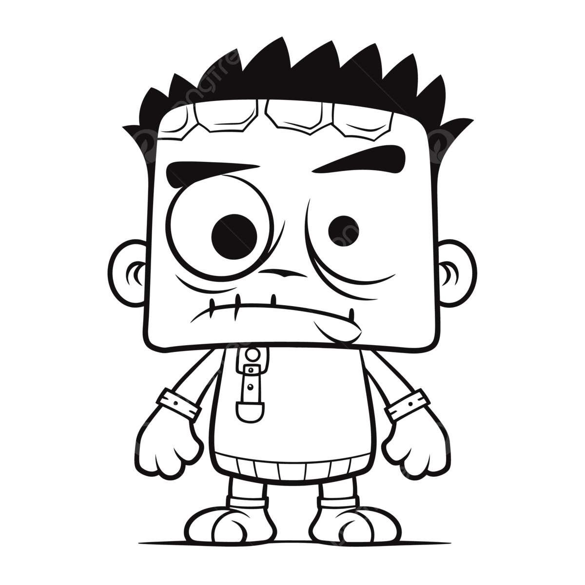 Wallpaper #1WfB-JIBSpphPi3-ior0173 Cartoon Halloween Villain Coloring Page with an Angry Face Outline