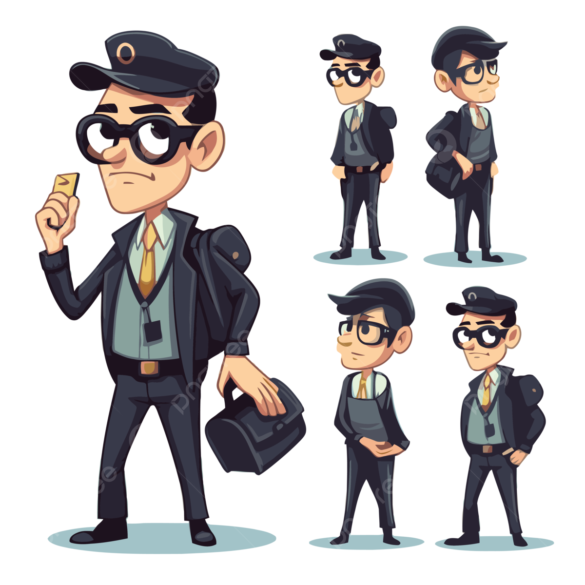 Wallpaper #GgNGY5MBpyOg8YnE_dXv292 Agent Clipart Several Cartoon Characters of a Person in a Uniform with