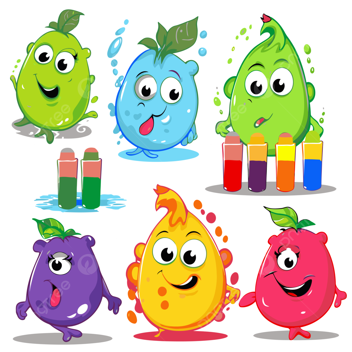 Wallpaper #gGdQ7pIBSpphPi3-YVxF34 Free for Commercial Use Vector Sticker Clipart Set of Five Colorful