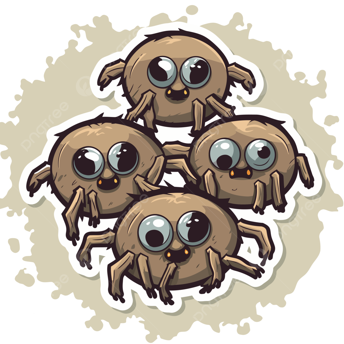 Wallpaper #VWcg6ZIBSpphPi3-e0A-12 Six Funny Cartoon Spiders with Big Eyes on a Light Background Vector