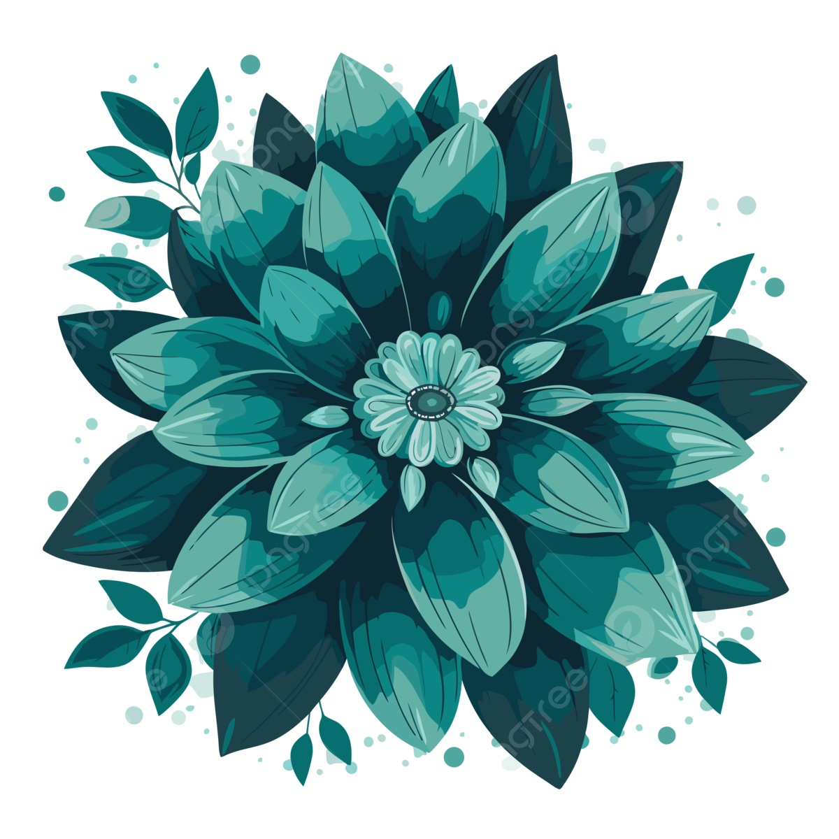 Wallpaper #zGhWIpMBSpphPi3-CTJk307 Teal Flower Vector Sticker Clipart Flower Drawing with Leaves in Teal