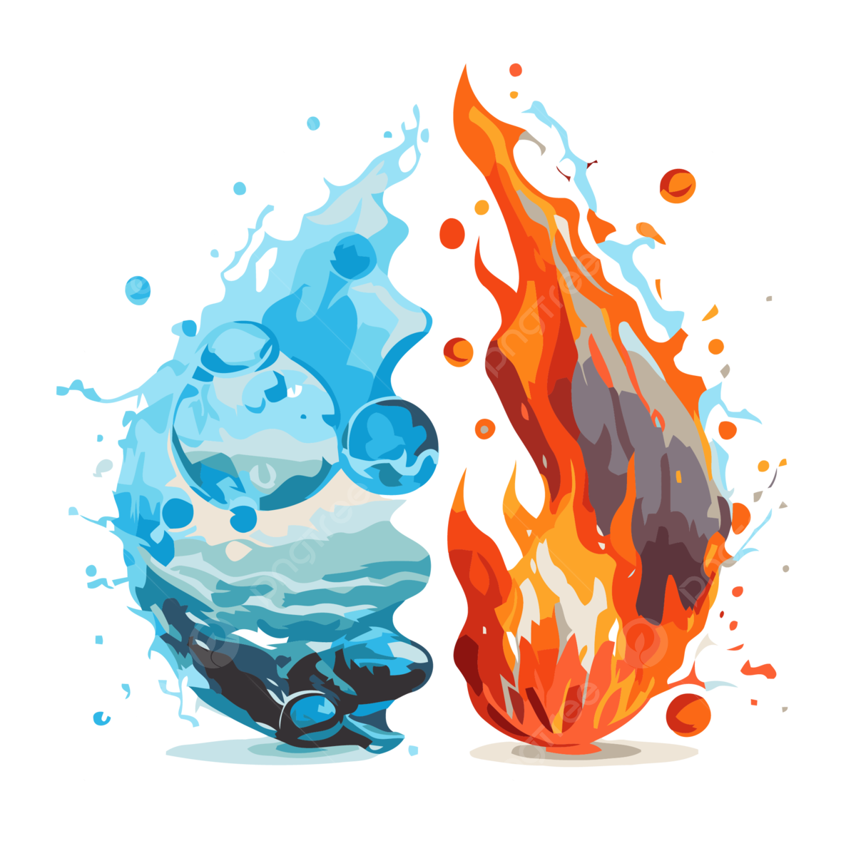 Wallpaper #uGeq85IBSpphPi3-JHaQ48 Fire and Ice Vector Sticker Clipart Water and Fire Separated in Blue