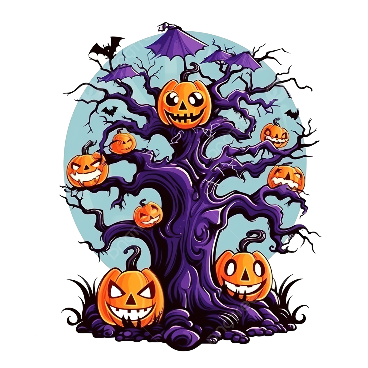 Wallpaper #tWgrGZMBSpphPi3-wxVR483 Halloween Sticker with Monster Tree and Trick and Treat Text Halloween